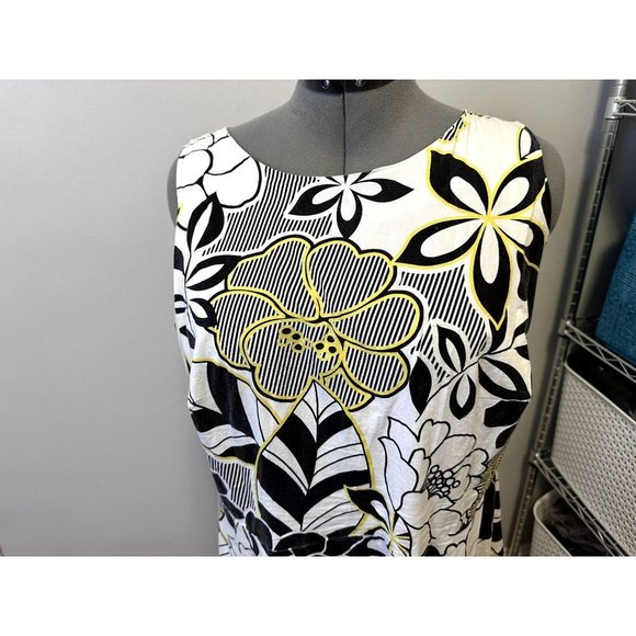 Vintage Ashley Stewart Plus Size 16 brown Beige Yellow Floral Retro Midi Dress - Picture 7 of 11